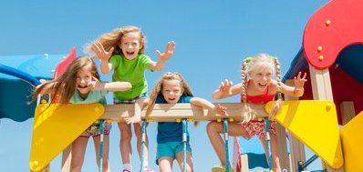 Happy children playing outdoors