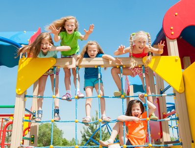 Happy children playing outdoors
