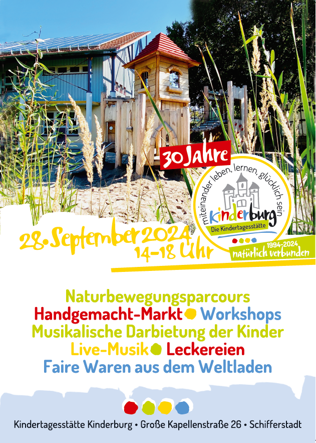 Plakat zum 30jährigen Jubiläum Kinderburg