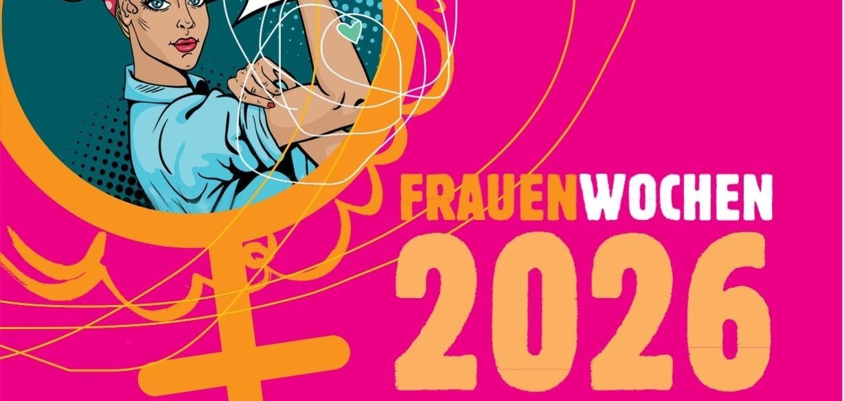 Bild mit Frau und Schrift "Frauenwochen 2026"
