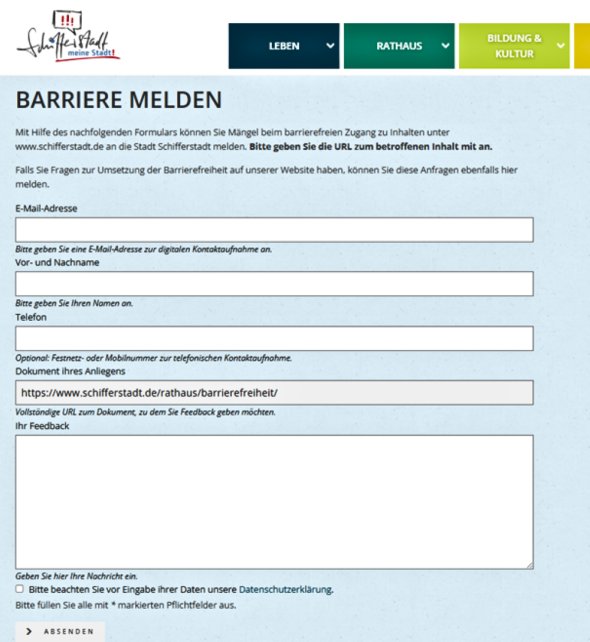 Formular "Barriere melden"