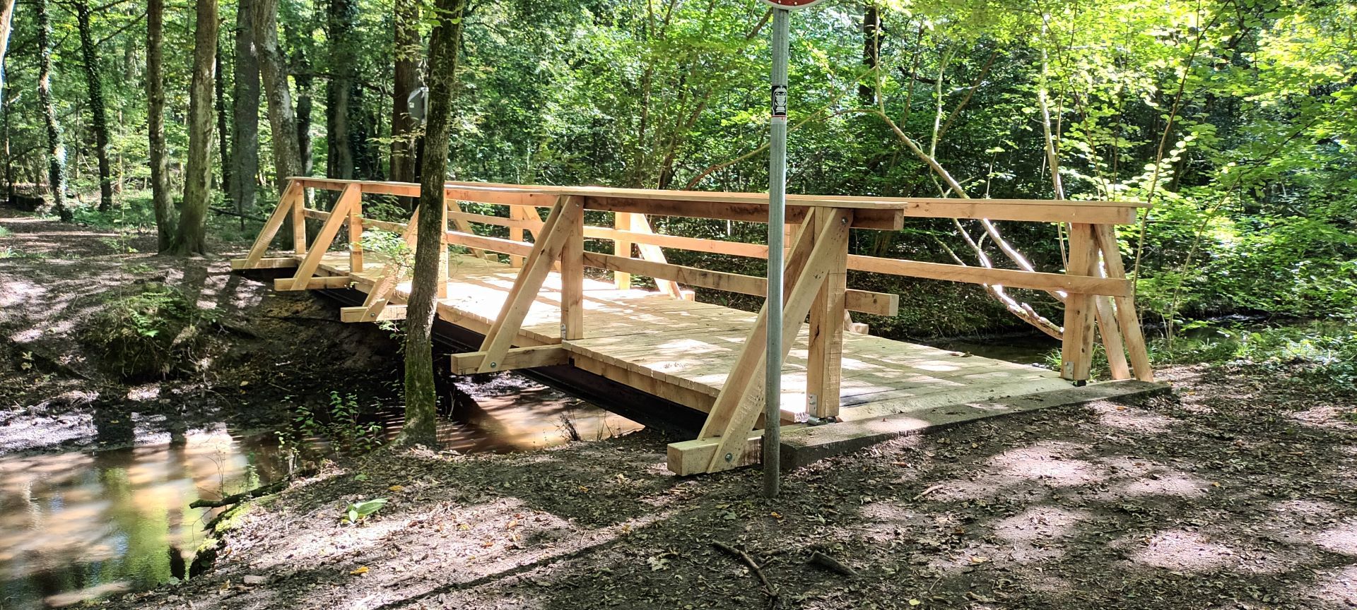 neue Brücke im Wald
