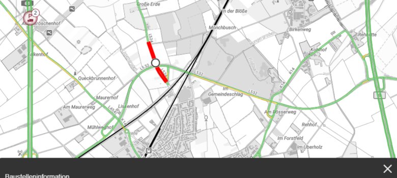 Lageplan der Straßensperrung Brücke Mutterstadt