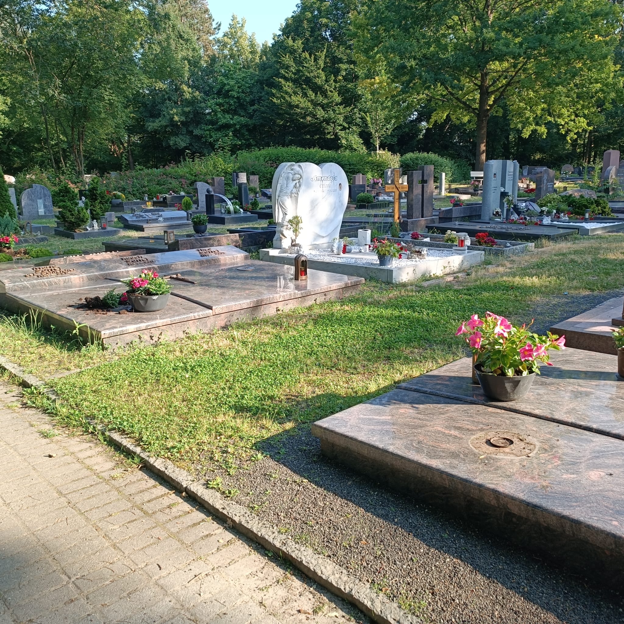 Gräber mit fehlenden Blumenkübeln